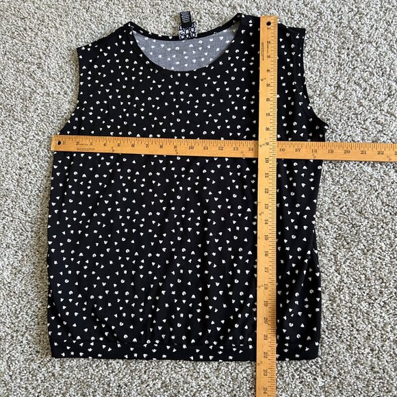 Clara Sun Woo Womens Sz Small Black Sleeveless Heart Print Tank Top - Picture 7 of 7
